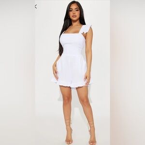 Fashion Nova White Ruffled Jumpsuit